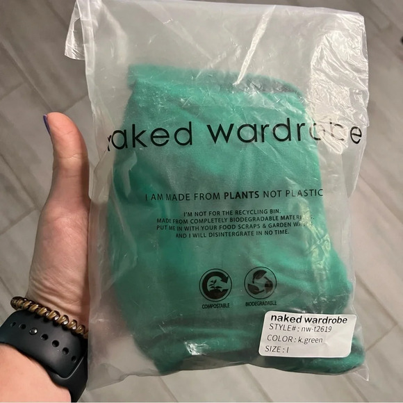 Naked Wardrobe Green Asymmetrical One Strap Crop top, Women’s Size Large - Picture 7 of 7